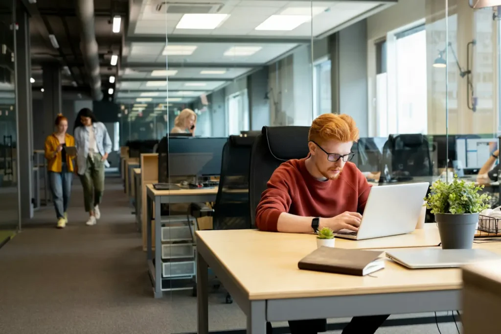 Man Working In Coworking Space